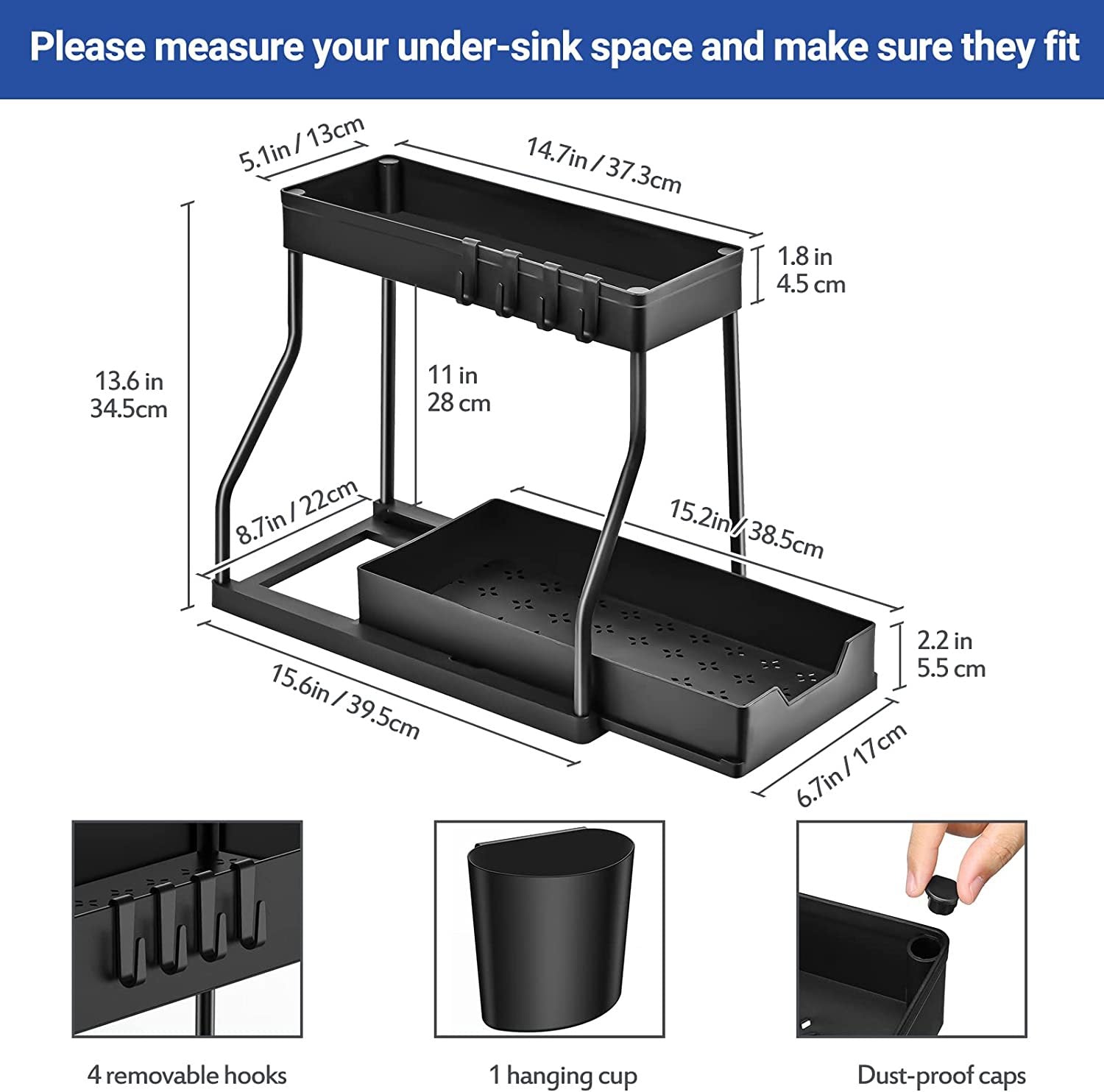 Bathroom Kitchen Sink Storage Rack 2 Floors